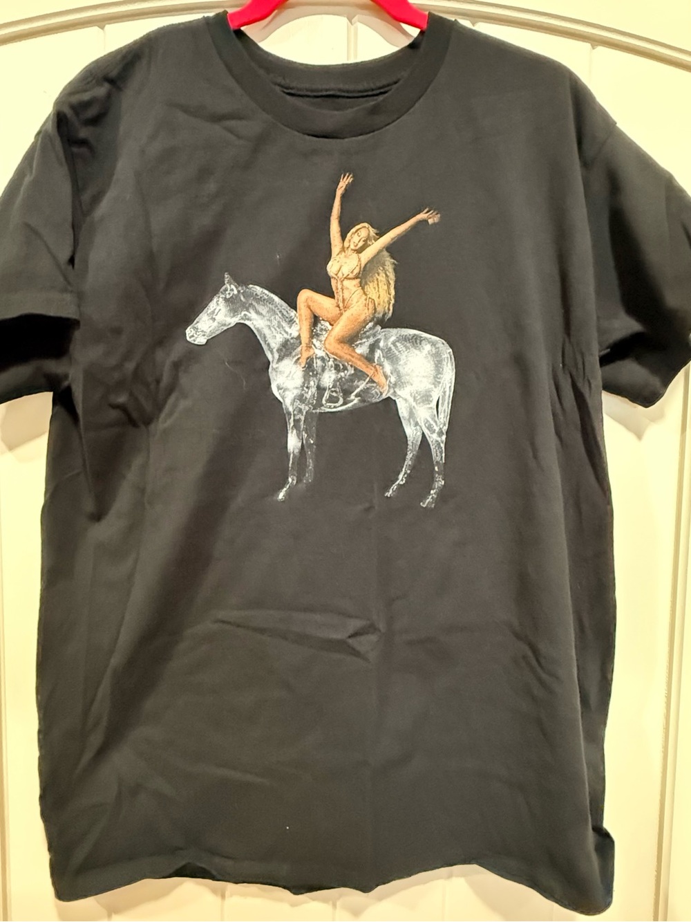 Beyoncé Black Graphic T-Shirt Size L Horse Rider Graphic Tee